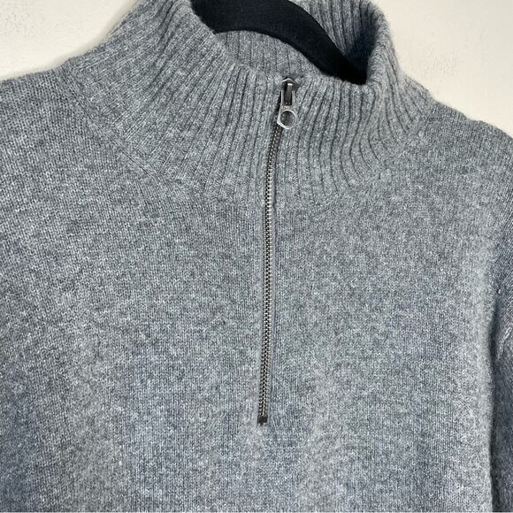 J. CREW gray 1/4 zip mock neck wool blend sweater men’s size large - Picture 2 of 6